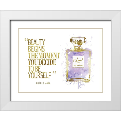 Beauty Begins Inky Purple White Modern Wood Framed Art Print with Double Matting by Greenwood, Amanda