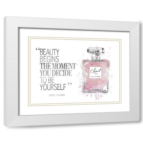 Beauty Begins Inky Muted Pink White Modern Wood Framed Art Print with Double Matting by Greenwood, Amanda