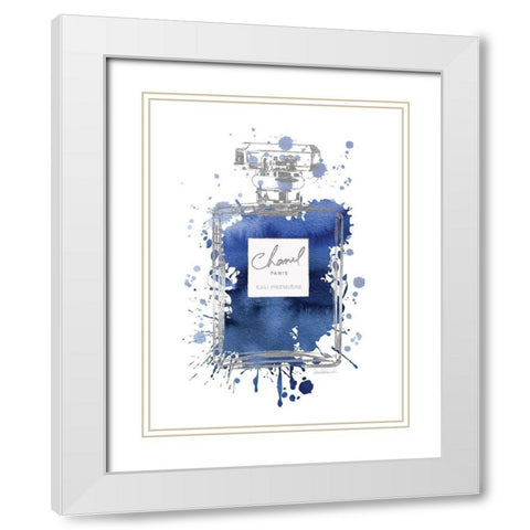 Silver Inky Perfume in Navy White Modern Wood Framed Art Print with Double Matting by Greenwood, Amanda