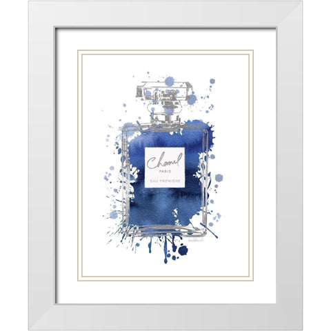 Silver Inky Perfume in Navy White Modern Wood Framed Art Print with Double Matting by Greenwood, Amanda