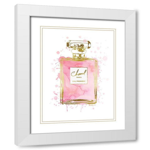 Perfume Bottle Pink II White Modern Wood Framed Art Print with Double Matting by Greenwood, Amanda