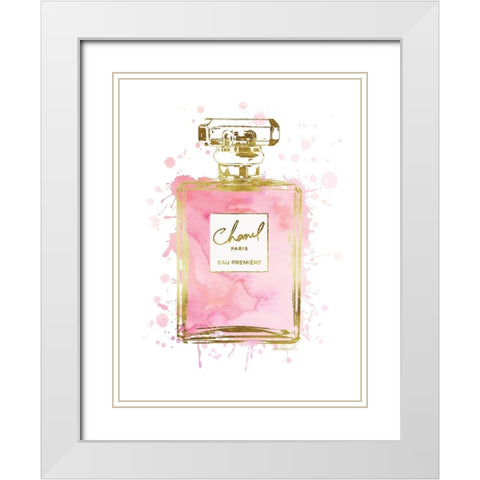 Perfume Bottle Pink II White Modern Wood Framed Art Print with Double Matting by Greenwood, Amanda