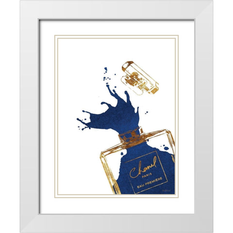 Navy Splash III White Modern Wood Framed Art Print with Double Matting by Greenwood, Amanda
