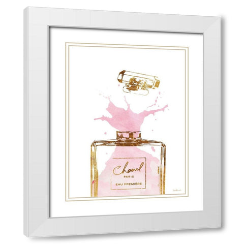 Pink Splash II White Modern Wood Framed Art Print with Double Matting by Greenwood, Amanda