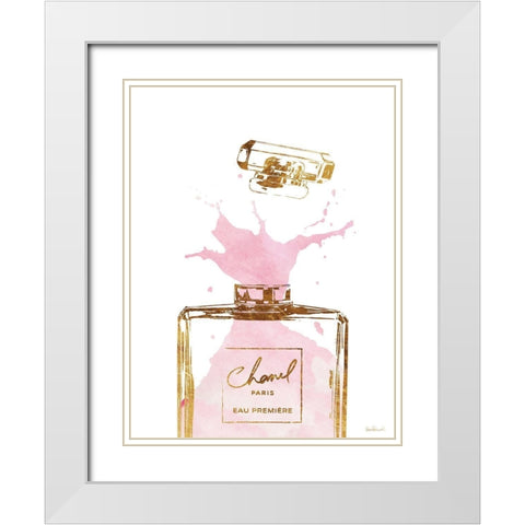 Pink Splash II White Modern Wood Framed Art Print with Double Matting by Greenwood, Amanda