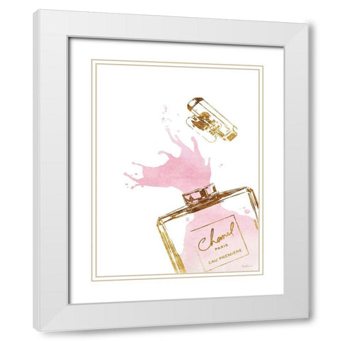 Pink Splash III White Modern Wood Framed Art Print with Double Matting by Greenwood, Amanda