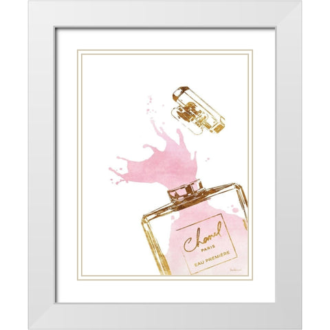 Pink Splash III White Modern Wood Framed Art Print with Double Matting by Greenwood, Amanda