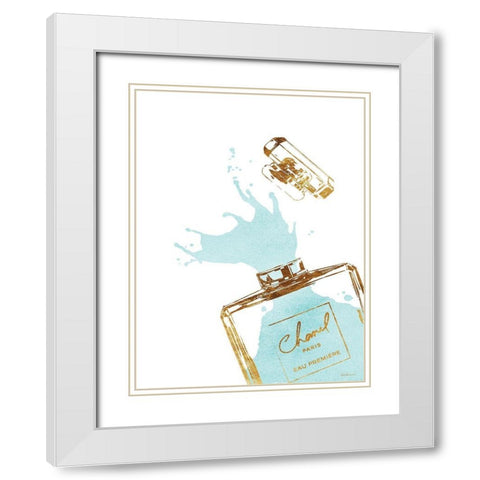 Teal Splash III White Modern Wood Framed Art Print with Double Matting by Greenwood, Amanda