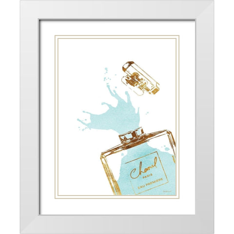 Teal Splash III White Modern Wood Framed Art Print with Double Matting by Greenwood, Amanda