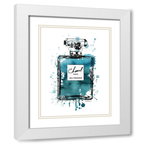 Black Inky Perfume in Teal White Modern Wood Framed Art Print with Double Matting by Greenwood, Amanda