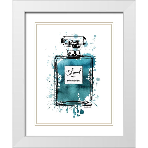 Black Inky Perfume in Teal White Modern Wood Framed Art Print with Double Matting by Greenwood, Amanda