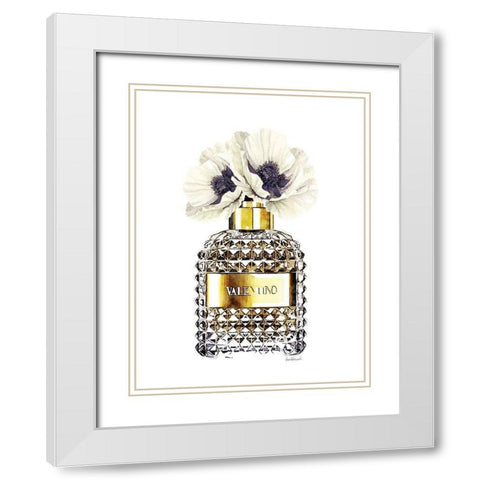 Gold Perfume with Poppy White Modern Wood Framed Art Print with Double Matting by Greenwood, Amanda