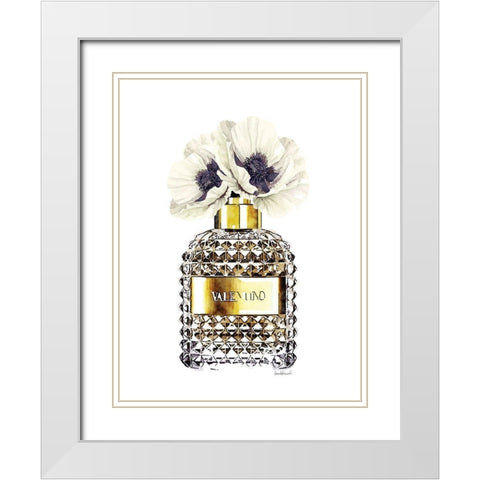 Gold Perfume with Poppy White Modern Wood Framed Art Print with Double Matting by Greenwood, Amanda