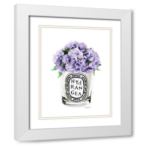 Purple Hydrangea Candle White Modern Wood Framed Art Print with Double Matting by Greenwood, Amanda