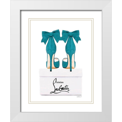 Teal Shoes with Box White Modern Wood Framed Art Print with Double Matting by Greenwood, Amanda