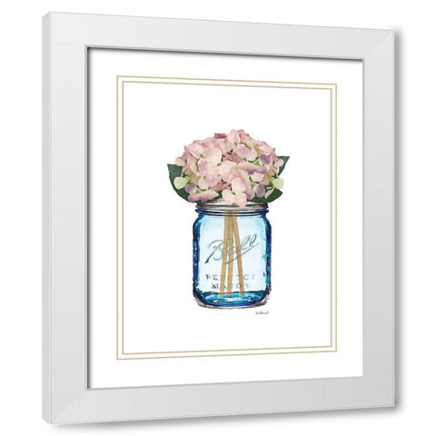 Blue Jar Hydrangea White Modern Wood Framed Art Print with Double Matting by Greenwood, Amanda
