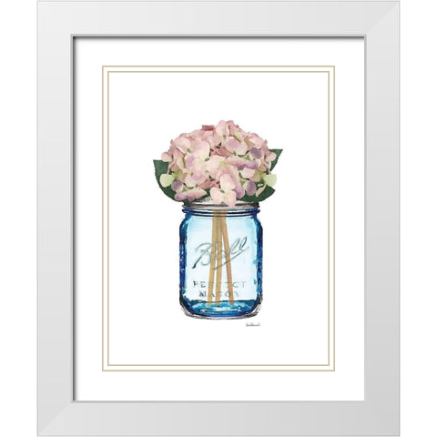 Blue Jar Hydrangea White Modern Wood Framed Art Print with Double Matting by Greenwood, Amanda