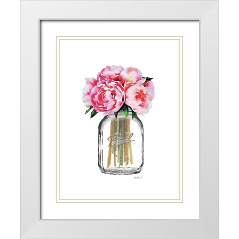 Jar Peony White Modern Wood Framed Art Print with Double Matting by Greenwood, Amanda