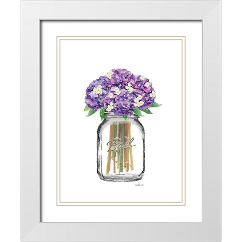 Jar Double Hydrangea White Modern Wood Framed Art Print with Double Matting by Greenwood, Amanda