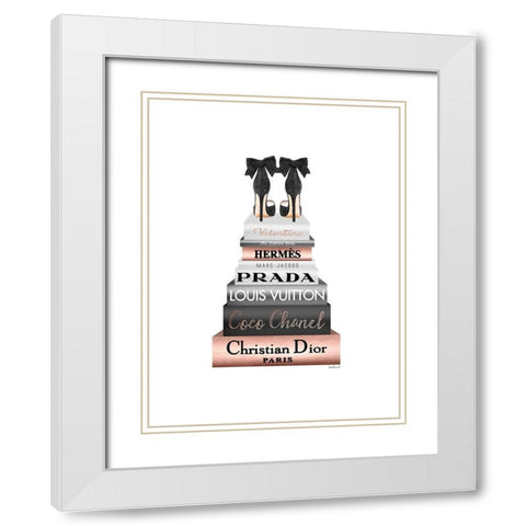 Rose Gold Tall Bookstack White Modern Wood Framed Art Print with Double Matting by Greenwood, Amanda