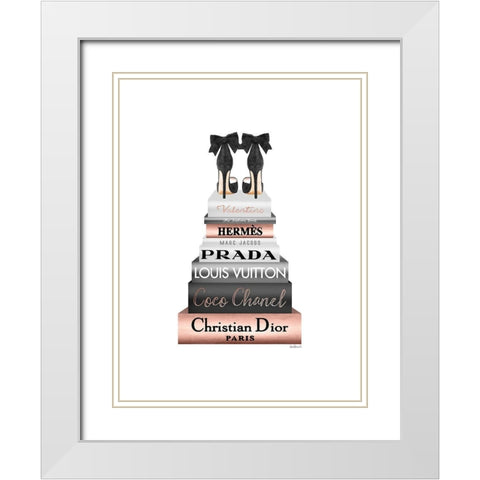 Rose Gold Tall Bookstack White Modern Wood Framed Art Print with Double Matting by Greenwood, Amanda