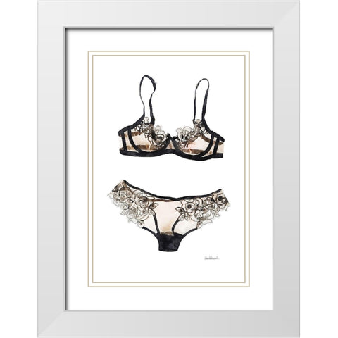 Lingerie V White Modern Wood Framed Art Print with Double Matting by Greenwood, Amanda