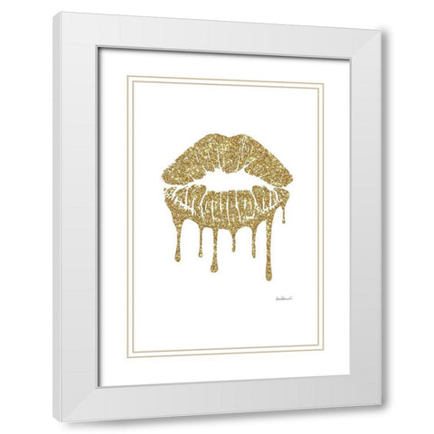 Glitter Lip Gold White Modern Wood Framed Art Print with Double Matting by Greenwood, Amanda