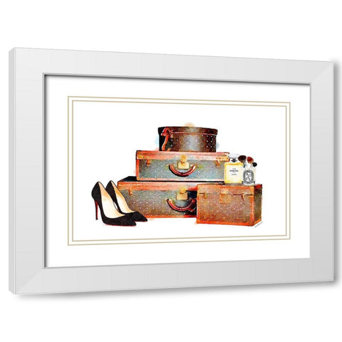 Luggage Collection White Modern Wood Framed Art Print with Double Matting by Greenwood, Amanda