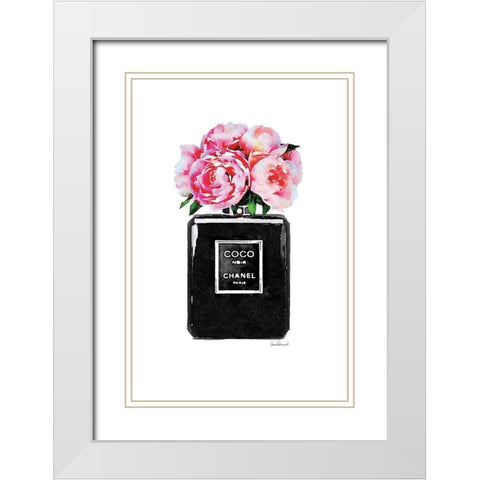 Perfume Noir Peony White Modern Wood Framed Art Print with Double Matting by Greenwood, Amanda