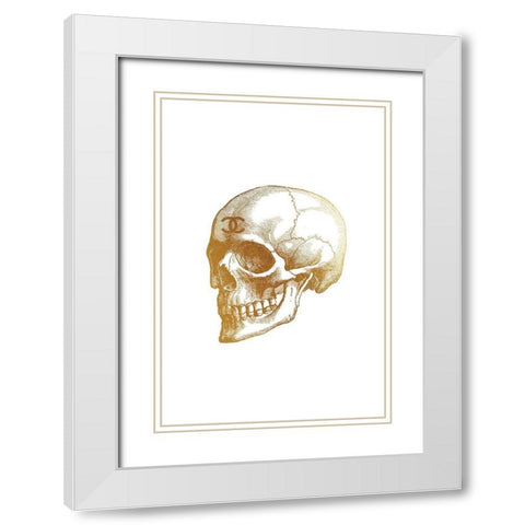 Gold Skull White Modern Wood Framed Art Print with Double Matting by Greenwood, Amanda