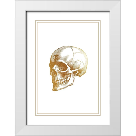 Gold Skull White Modern Wood Framed Art Print with Double Matting by Greenwood, Amanda