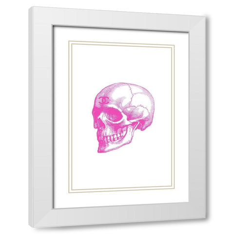 Pink Skull White Modern Wood Framed Art Print with Double Matting by Greenwood, Amanda