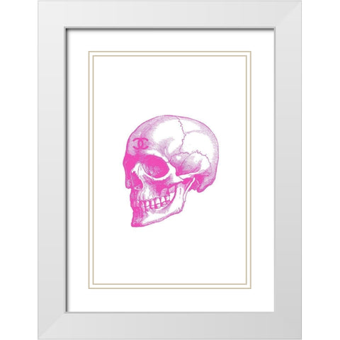 Pink Skull White Modern Wood Framed Art Print with Double Matting by Greenwood, Amanda