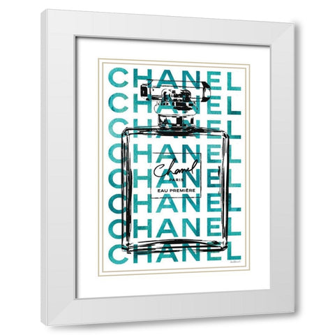 Teal Perfume White Modern Wood Framed Art Print with Double Matting by Greenwood, Amanda