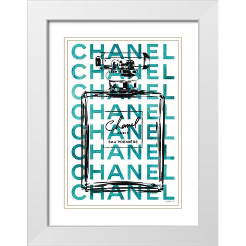 Teal Perfume White Modern Wood Framed Art Print with Double Matting by Greenwood, Amanda