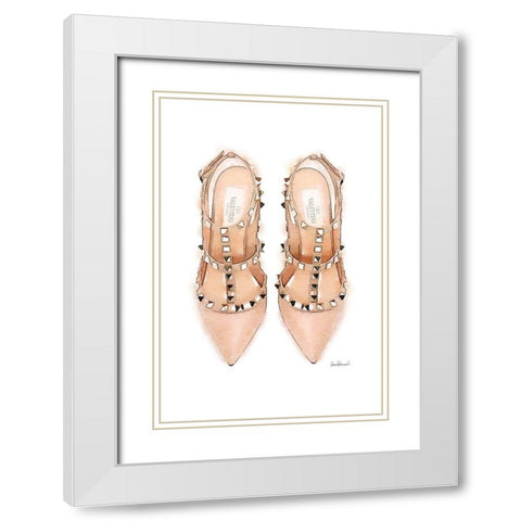Nude Stud Shoes White Modern Wood Framed Art Print with Double Matting by Greenwood, Amanda