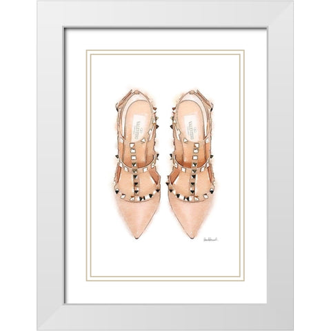 Nude Stud Shoes White Modern Wood Framed Art Print with Double Matting by Greenwood, Amanda