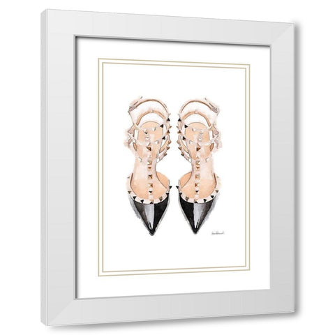 Black Stud Shoes White Modern Wood Framed Art Print with Double Matting by Greenwood, Amanda