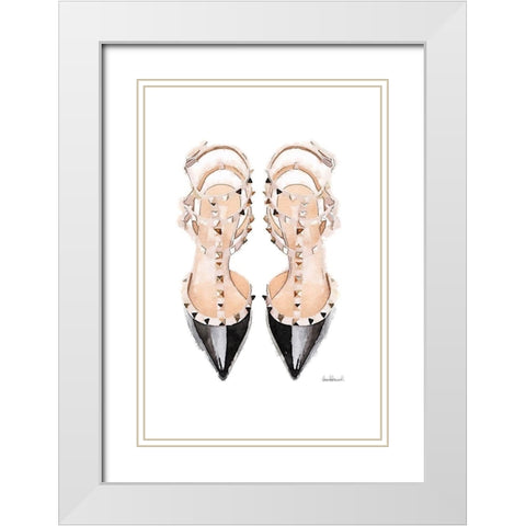Black Stud Shoes White Modern Wood Framed Art Print with Double Matting by Greenwood, Amanda