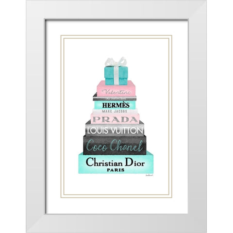 Gift Box Bookstack White Modern Wood Framed Art Print with Double Matting by Greenwood, Amanda