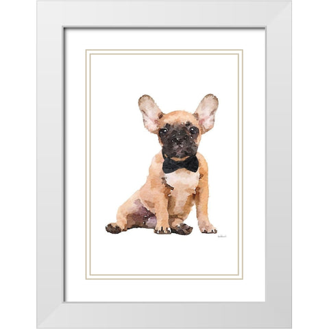 Frenchie III White Modern Wood Framed Art Print with Double Matting by Greenwood, Amanda