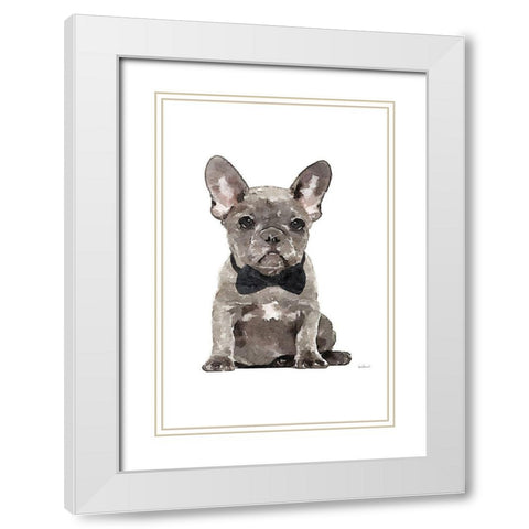 Frenchie IV White Modern Wood Framed Art Print with Double Matting by Greenwood, Amanda