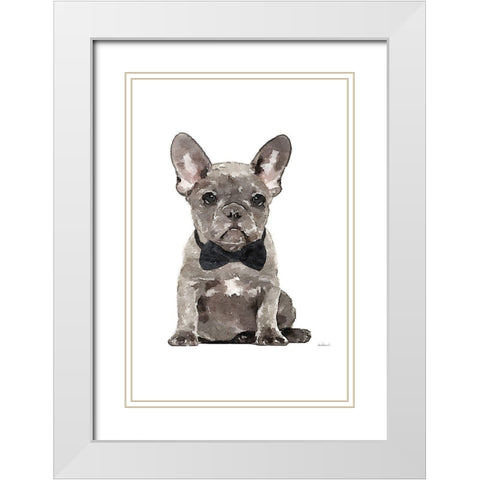 Frenchie IV White Modern Wood Framed Art Print with Double Matting by Greenwood, Amanda