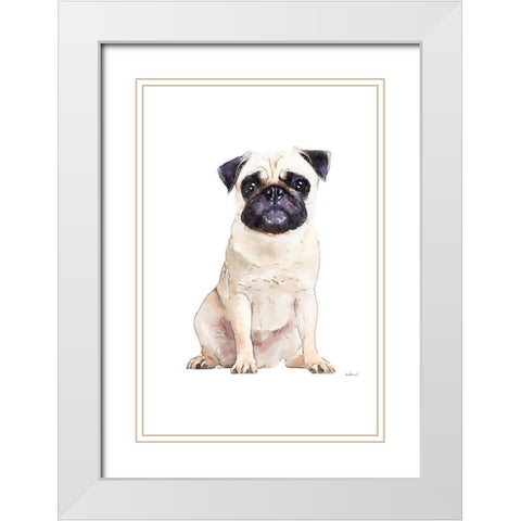 Pug White Modern Wood Framed Art Print with Double Matting by Greenwood, Amanda