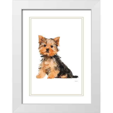 Yorkie White Modern Wood Framed Art Print with Double Matting by Greenwood, Amanda