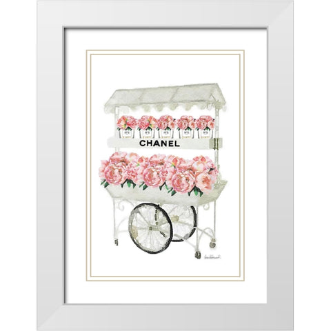 Flower Cart White Modern Wood Framed Art Print with Double Matting by Greenwood, Amanda
