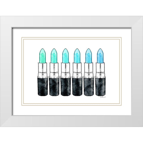 Blues Row White Modern Wood Framed Art Print with Double Matting by Greenwood, Amanda