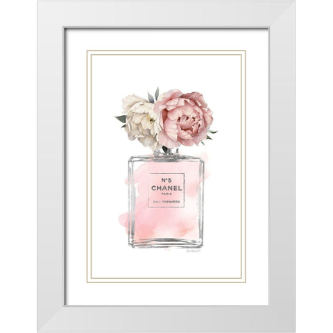 Silver Bottle Blush with Peony White Modern Wood Framed Art Print with Double Matting by Greenwood, Amanda