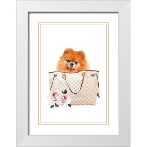 Fashion Bag with Pomeranion White Modern Wood Framed Art Print with Double Matting by Amanda Greenwood