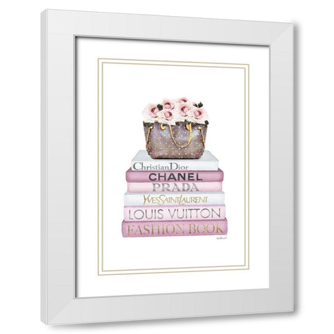 Pink Rose Bag White Modern Wood Framed Art Print with Double Matting by Amanda Greenwood